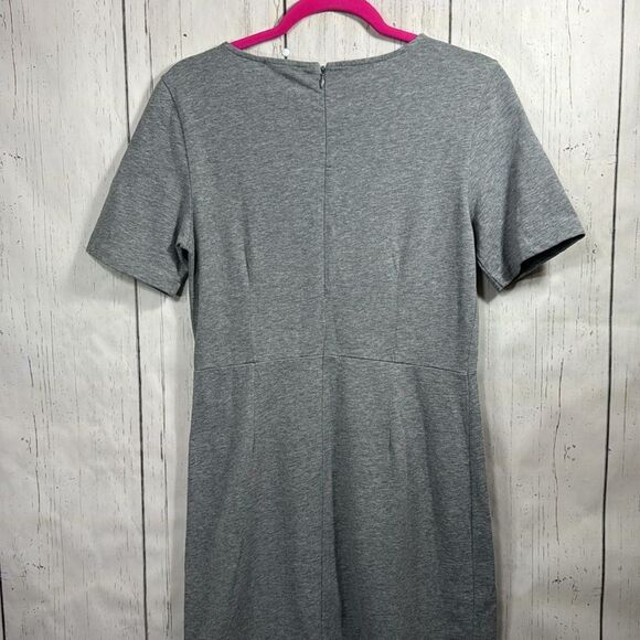 J Crew Womens Gray A Line Short Sleeves Knit Cotton Summer Minimalist Dress - Picture 14 of 15